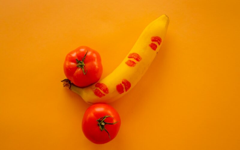 yellow banana and red tomato